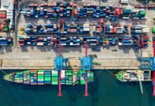 birds eye view photo of freight containers