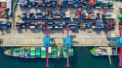 birds eye view photo of freight containers